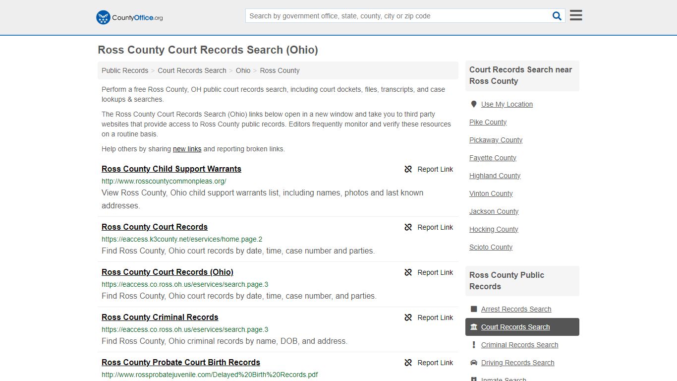 Ross County Court Records Search (Ohio) - County Office